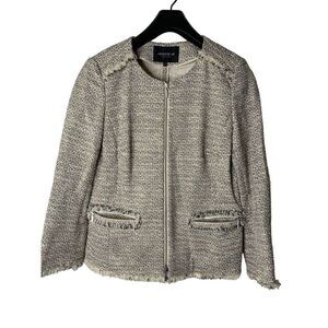 Lafayette 148 blazer jacket tweed cream black women’s size 8
